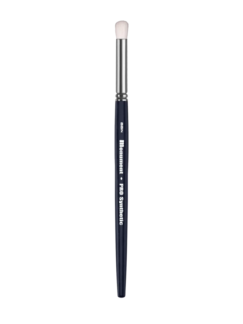 Stylish navy blue makeup brush with soft bristles for flawless blending of cosmetics.
