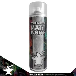 Matt White spray paint by Colour Forge for models and crafts, featuring a creative bird design.
