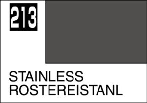 Stainless steel label 213 with gray color block and international text for versatile applications.
