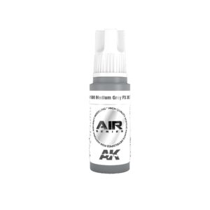 Modern medium gray paint bottle with precise nozzle for model artists and hobbyists.