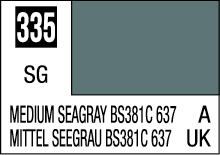 Medium Seagray paint swatch, BS381C 637, serene gray with coastal undertones, also in German.