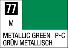 Vibrant metallic green paint label featuring code 77 and German translation for easy identification.