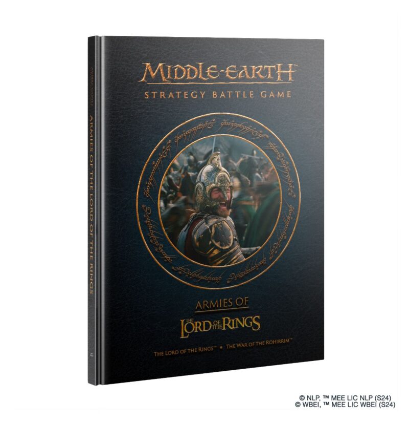 Hardcover book on Middle-earth strategies featuring legendary armies and epic battles in Tolkiens universe.