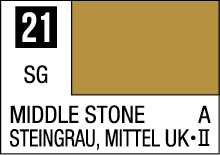 MIDDLE STONE color sample: muted yellowish-brown shade for design and architecture projects.