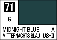 Elegant Midnight Blue swatch with green undertones, featuring bilingual labels for diverse appeal.