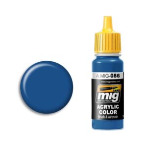MIG A.MIG-086 Deep Blue Acrylic Paint with Swatch for Brush and Airbrush Use.