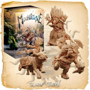 Charming fantasy miniatures from the Moonstone collection, showcasing intricate designs and storytelling elements.