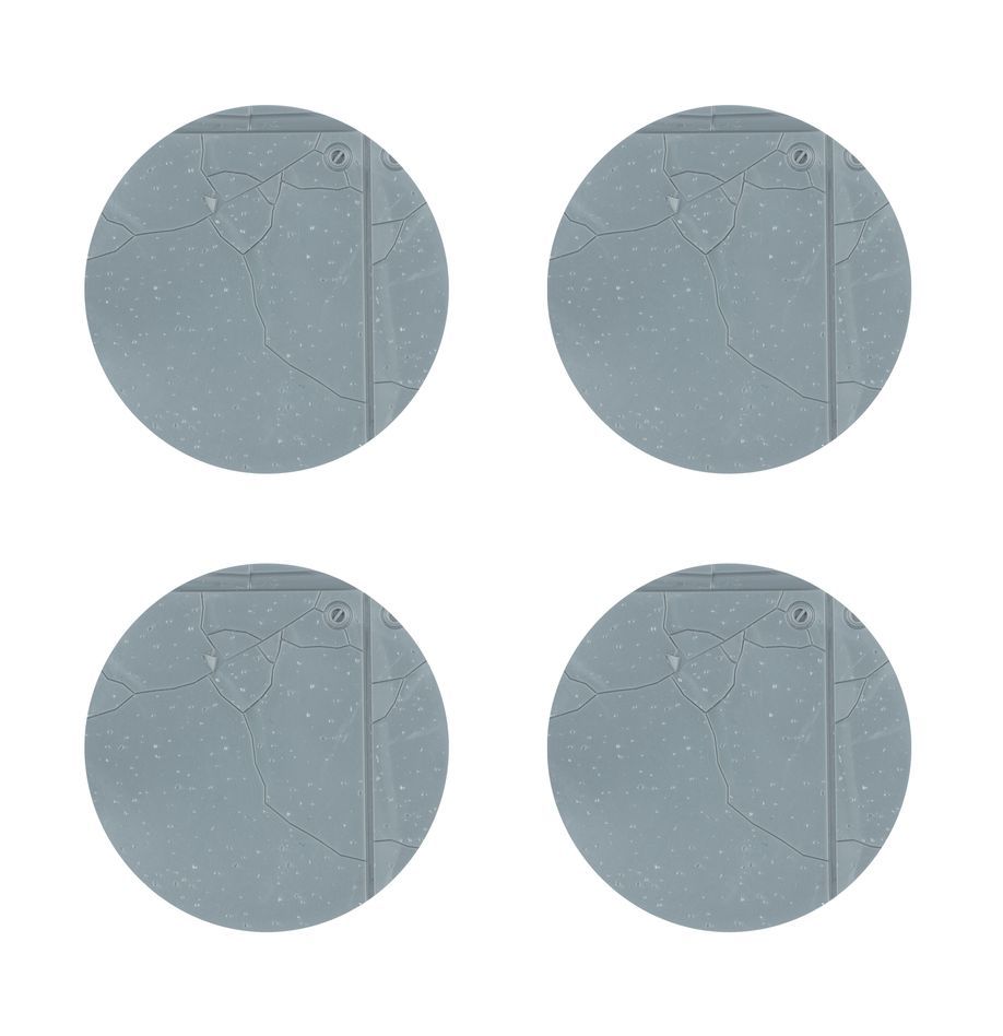 Four textured blue-gray circles in a balanced grid evoke tranquility and modern minimalist design.