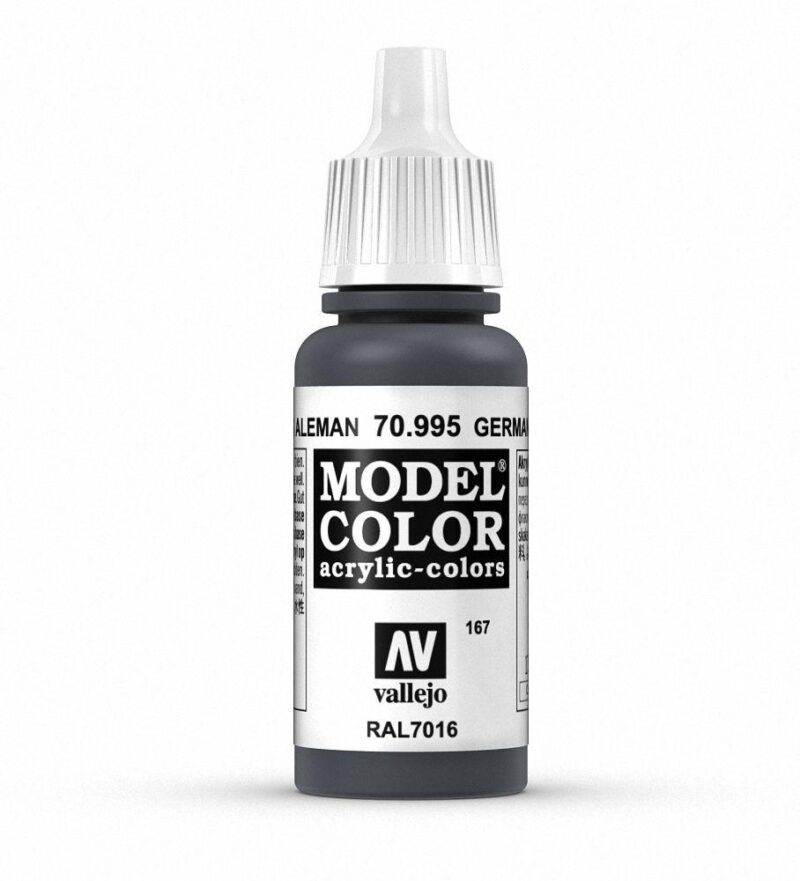 Vallejo Model Color Acrylic Paint in Anthracite Grey, perfect for detailed crafts and models.