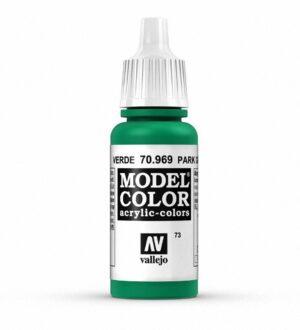 Vallejo 70.969 Verde acrylic paint bottle for model painting, featuring a sleek design and precise cap.