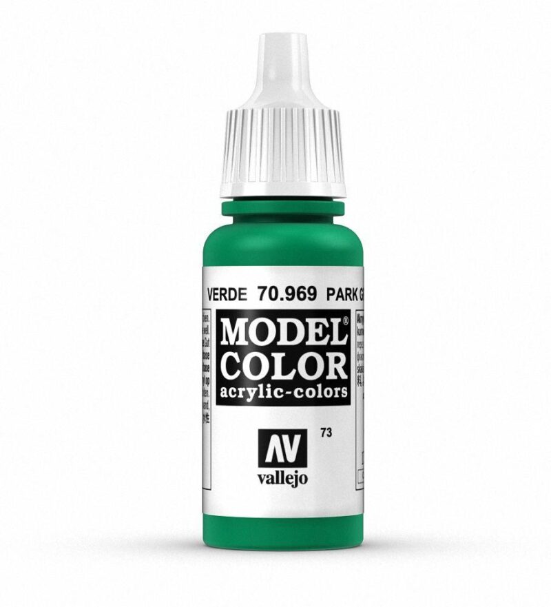Vallejo 70.969 Verde acrylic paint bottle for model painting, featuring a sleek design and precise cap.