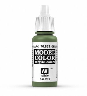 Vallejo Model Color acrylic paint in muted military green for detailed modeling projects.