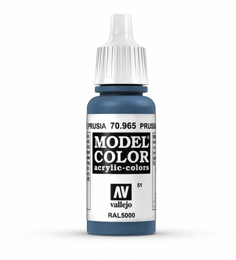 Vallejo Model Color Prussian Blue acrylic paint, 70.965, ideal for modeling and artistic projects.