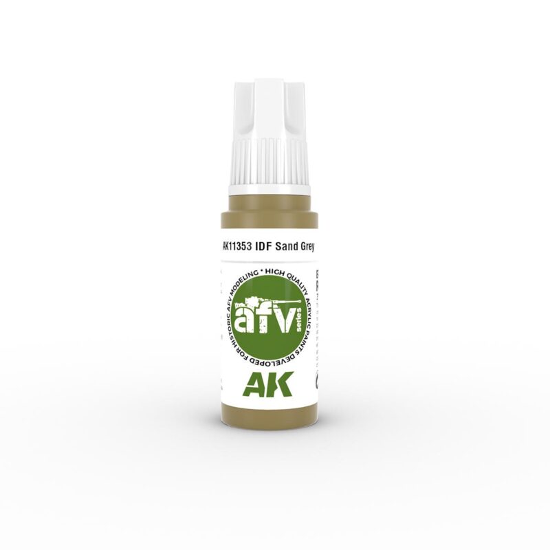 Cylindrical bottle of IDF Sand Grey paint for model and miniature painting.