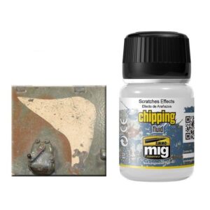 Weathered model surface and MIG chipping fluid for realistic paint effects.