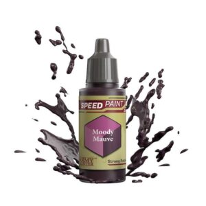 Moody Mauve Speed Paint bottle with dynamic splash, perfect for creative and emotional projects.