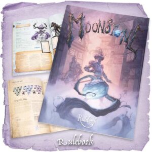 Moonstale Rulebook: Enchanting fantasy art and gameplay mechanics for immersive tabletop adventures.