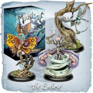 Fantasy miniatures from Moonstone: The Enclave, showcasing magic, nature, and intricate designs.