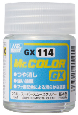 Mr. Color GX 114 glossy paint for model building, featuring strong adhesion and smooth application.