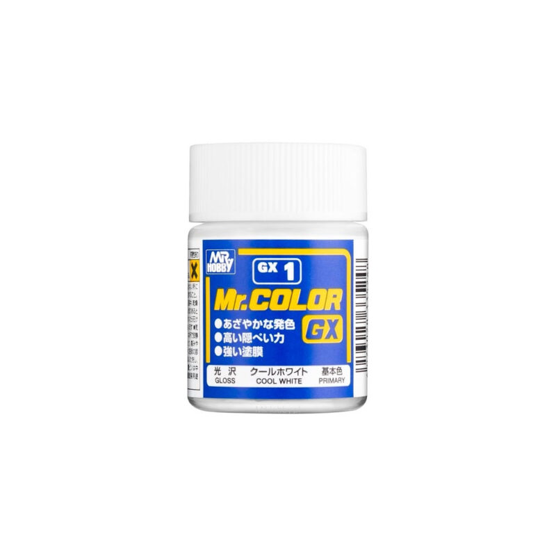 Mr. Color GX-1 model paint in a compact jar with a vibrant blue and yellow label.
