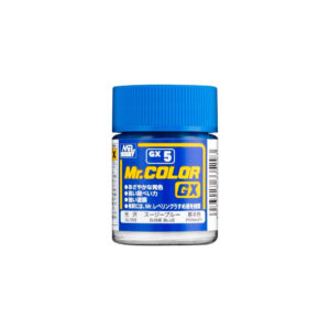 Mr. Color GX-5 Light Blue paint in clear jar, ideal for models and miniatures.
