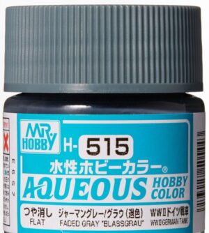 Mr. Hobby Faded Gray Aqueous Paint H-515 in turquoise jar, perfect for hobbyists.