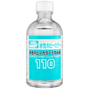 Mr. Hobby Aqueous Hobby Color Thinner 110 for thinning acrylic paints in modeling and art.