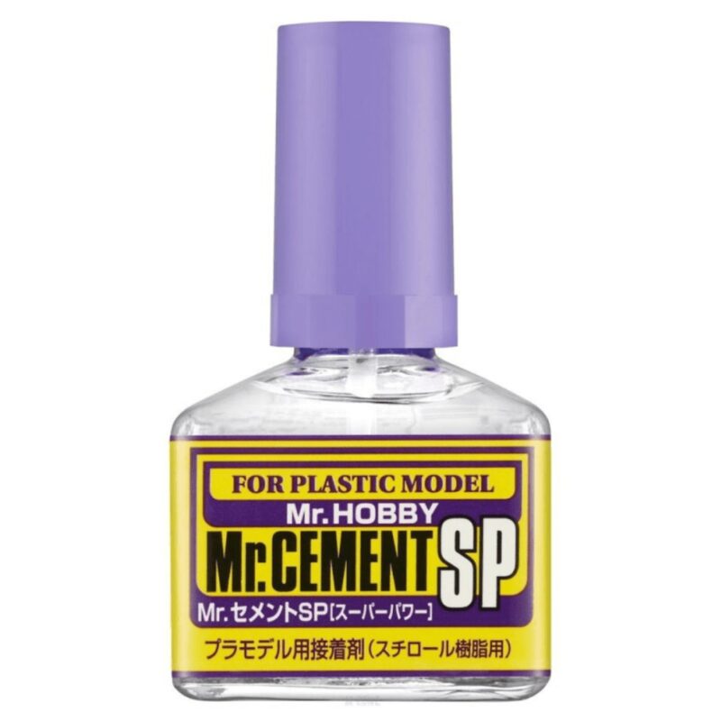 Mr. Hobby Cement SP: Clear adhesive for precision bonding in plastic modeling projects.