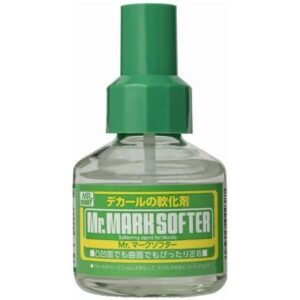 Mr. Mark Softer: Clear decal application solution for model builders with precise nozzle for accuracy.