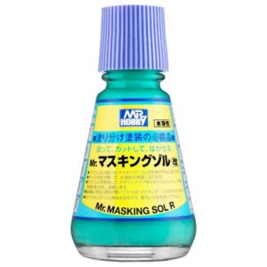Mr. Hobby Mr. Masking Sol R, blue liquid for precise model painting and masking applications.