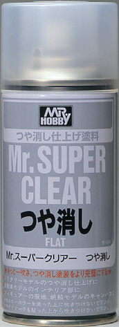 Mr. Hobby Mr. Super Clear Flat spray can for smooth, professional model finishing.