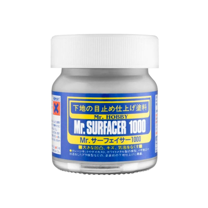 Mr. Surfacer 1000 primer for smooth finish in scale modeling and detailing.