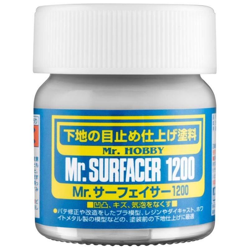 Mr. Surfacer 1200: Essential modeling primer for a smooth, polished finish.