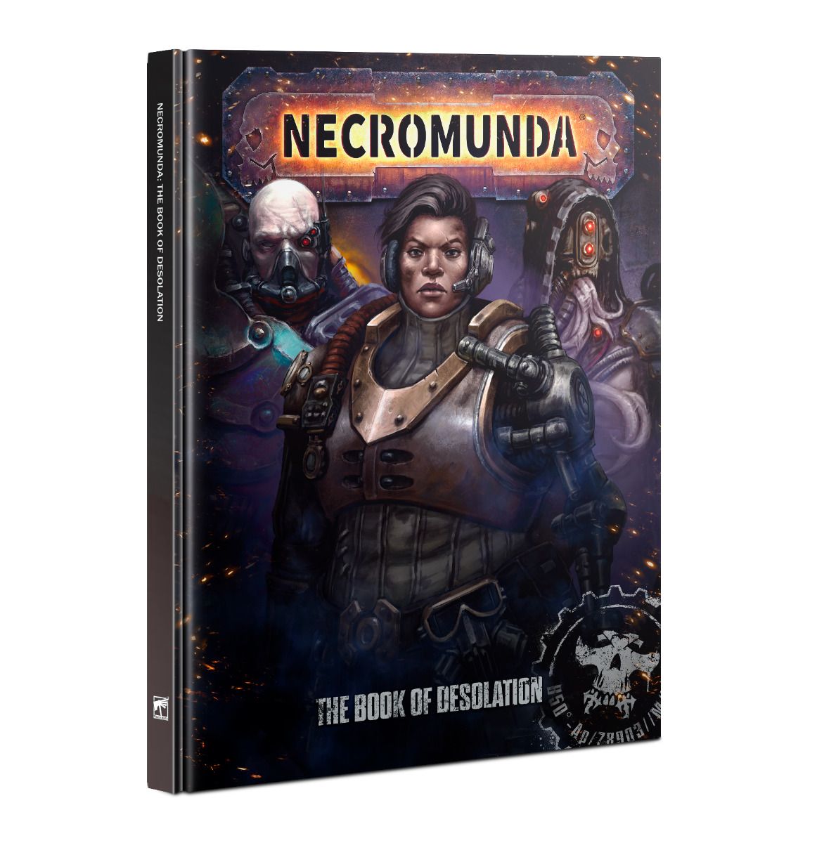 Necromunda: Embrace the Desolation cover features gritty characters and bold yellow title.