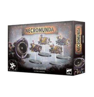 Necromunda Escher Glitters expansion box set featuring vibrant vehicles in a gritty design.