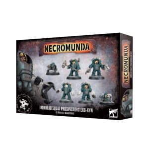 Ironhead Squat Prospectors miniatures set for Necromunda, featuring five unique, intricately designed figures.