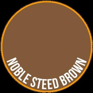 Noble Steed Brown swatch: earthy brown with vibrant orange trim, symbolizing strength and warmth.