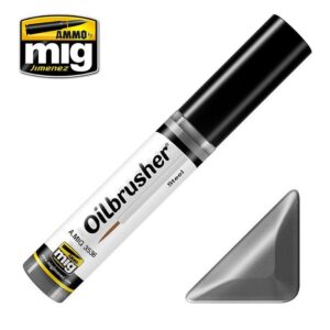 Sleek Oilbrusher paint marker and gray applicator tool for precise artistic applications.