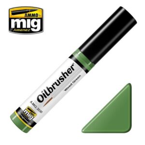 Oilbrusher Wood Green Marker for precise oil application in model painting by Ammo.