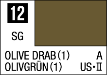 Olive Drab color sample card for design and military applications, featuring a muted green swatch.