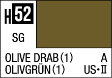 Olive Drab H52 color swatch for military design, featuring bilingual labels in English and German.