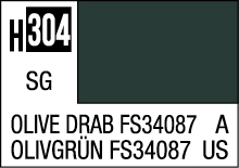 Olive Drab H304 color swatch, FS34087, ideal for military camouflage and design applications.