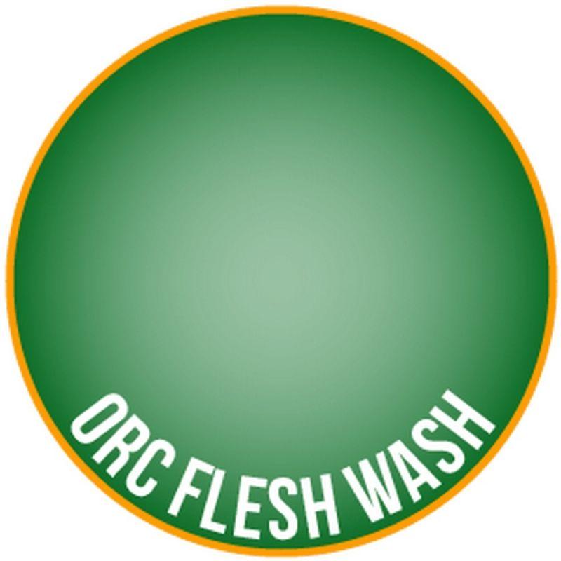 Vibrant green logo for Orc Flesh Wash, a whimsical fantasy-themed cleanser.