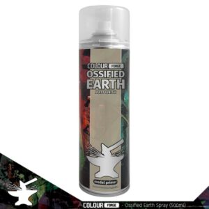 Ossified Earth spray paint: Earthy tones for model painting, featuring a precise spray nozzle.