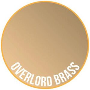 Polished brass design with vibrant orange border and bold OVERLORD BRASS text.