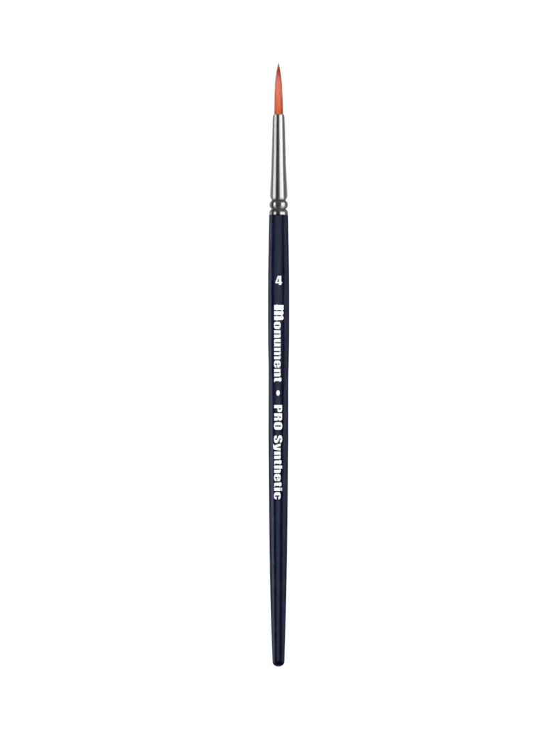 Sleek black paintbrush with vibrant orange bristles for precise detailing and artistic expression.