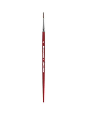 Red fine-tip paintbrush for detailed artwork, ideal for watercolor and acrylic painting.