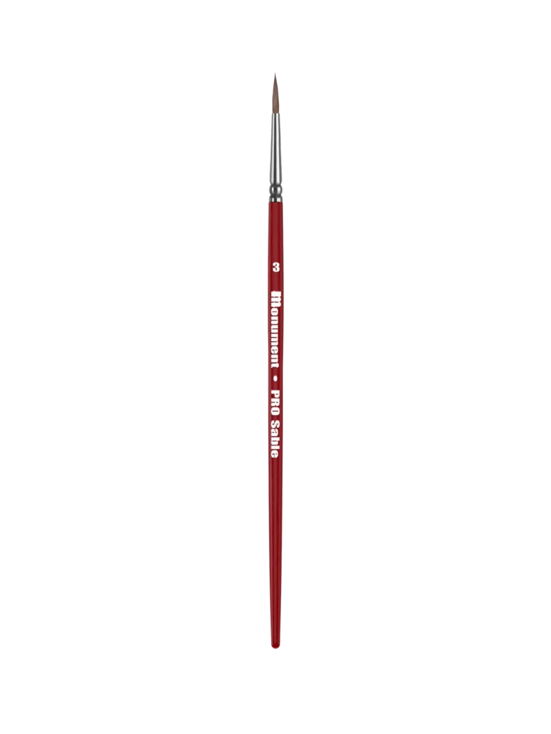 Red fine-tip paintbrush for detailed artwork, ideal for watercolor and acrylic painting.