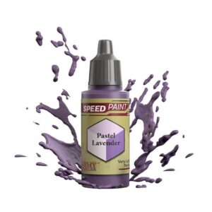 Pastel lavender speed paint bottle with vibrant splatter, perfect for creative artistic projects.