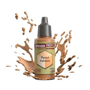 Pastel salmon speed paint bottle with vibrant splashes, ideal for creative art projects.